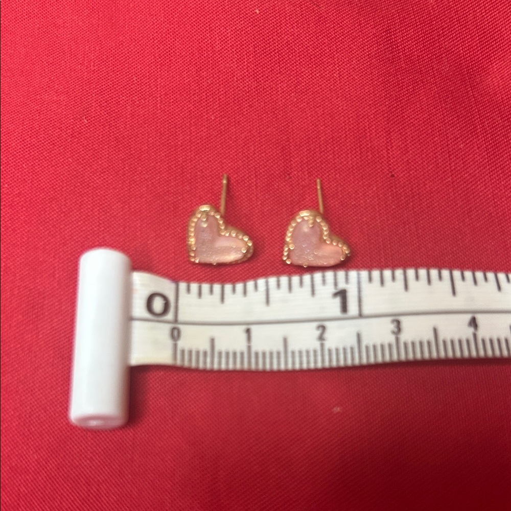 Kendra Scott Pink Heart Stud Gold Earrings sku#183 - Picture 3 of 3